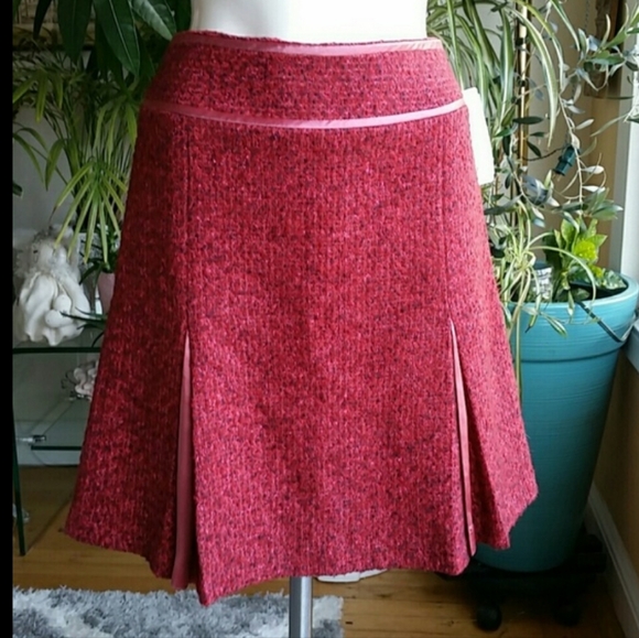 Liquid Olive&Bette's Heather Pink Wool Blend Front Pleats Aline Skirt Size 4 - Picture 9 of 9